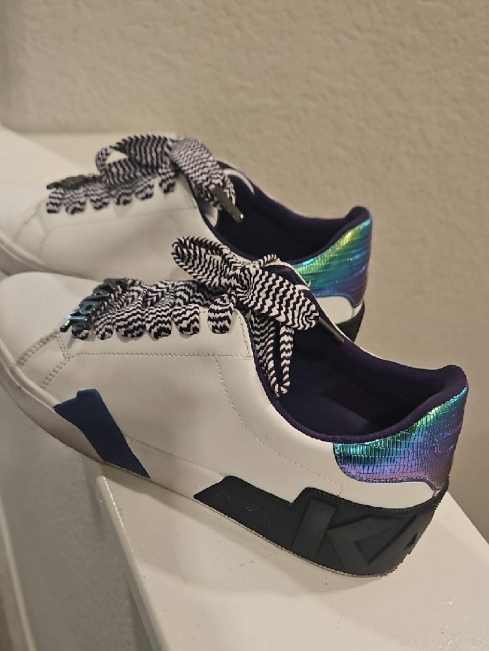 Karl Lagerfeld White Sneakers with Navy Accents - Picture 3 of 6
